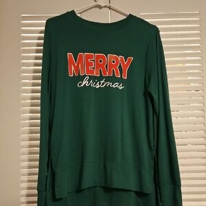 Holiday Time Green Merry Christmas Sweater